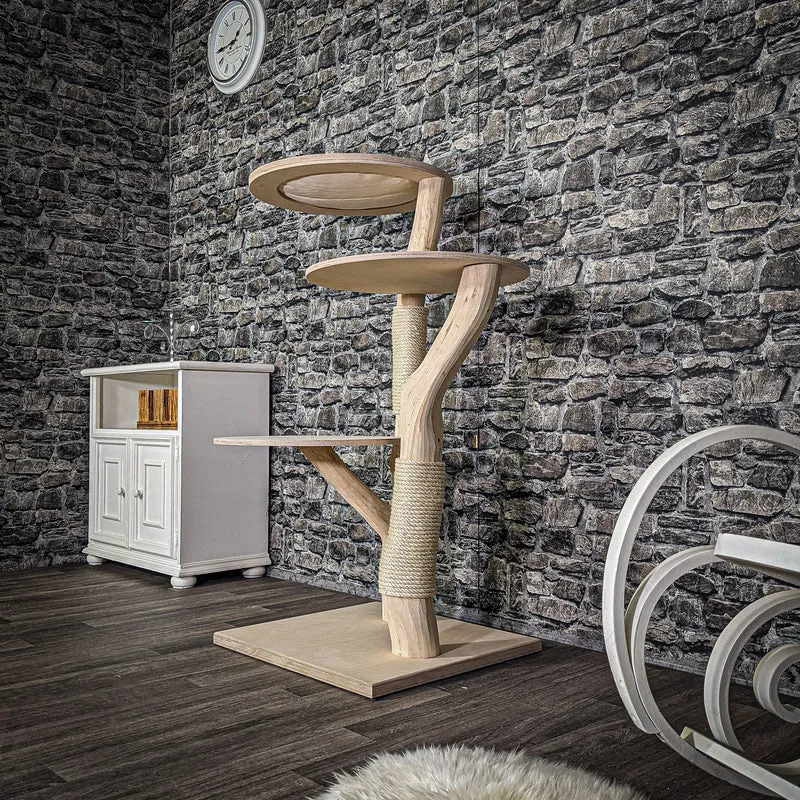 Naturkratzbaum 127 cm hoch Kratzbaum Natur Holz Design 2778 Katzenbaum
