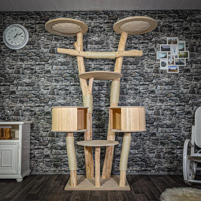 Naturkratzbaum 208 cm hoch Kratzbaum Natur Holz Design 2775 Katzenbaum