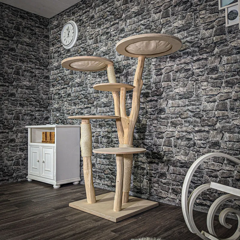 Naturkratzbaum 148 cm hoch Kratzbaum Natur Holz Design 2774 Katzenbaum