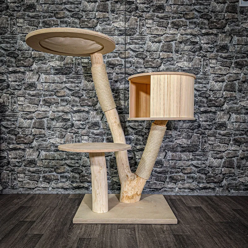 Naturkratzbaum 115 cm hoch Kratzbaum Natur Holz Design 2773 Katzenbaum