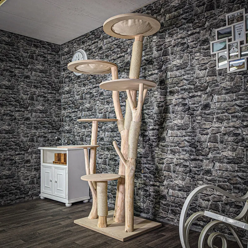 Naturkratzbaum 2772 Kratzbaum Natur Holz Design 206 cm hoch Katzenbaum