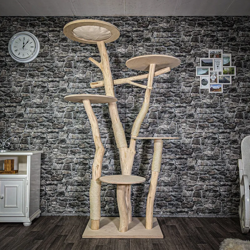 Naturkratzbaum 205 cm hoch Kratzbaum Natur Holz Design 2770 Katzenbaum