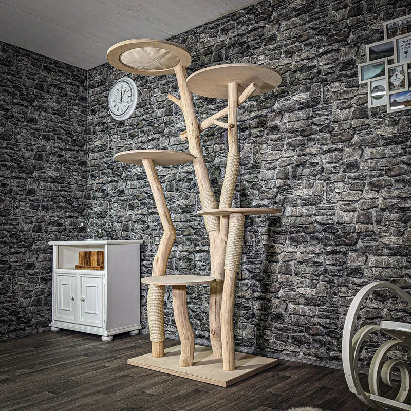 Naturkratzbaum 205 cm hoch Kratzbaum Natur Holz Design 2770 Katzenbaum