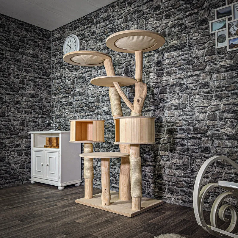 Naturkratzbaum 166 cm hoch Kratzbaum Natur Holz Design 2768 Katzenbaum