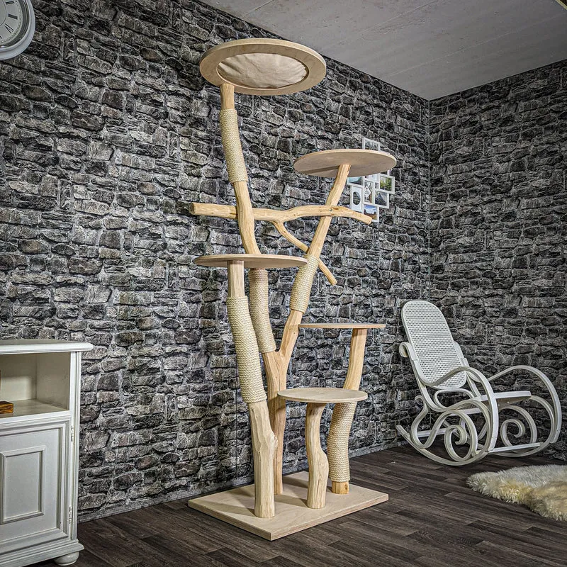 Naturkratzbaum 203 cm hoch Kratzbaum Natur Holz Design 2767 Katzenbaum
