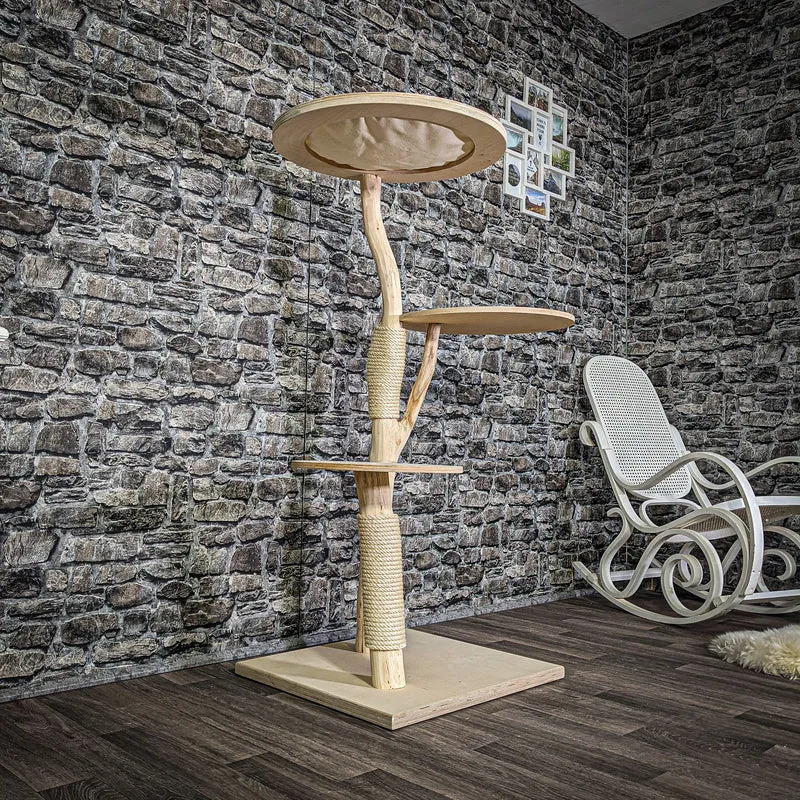 Naturkratzbaum 136 cm hoch Kratzbaum Natur Holz Design 2764 Katzenbaum