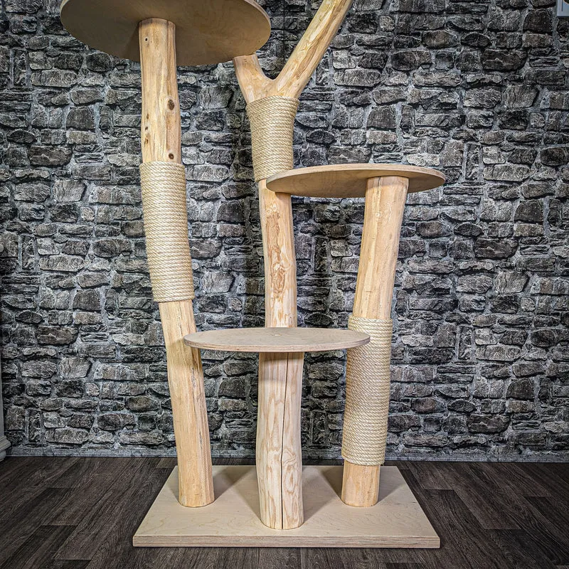 Naturkratzbaum 2761 Kratzbaum Natur Holz Design 206 cm hoch Katzenbaum