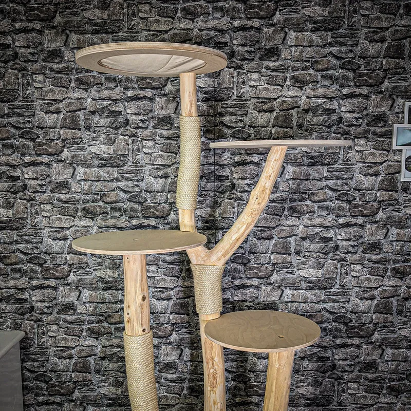 Naturkratzbaum 2761 Kratzbaum Natur Holz Design 206 cm hoch Katzenbaum