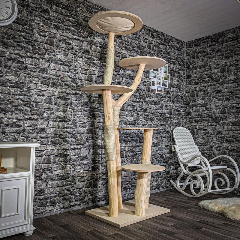 Naturkratzbaum 2761 Kratzbaum Natur Holz Design 206 cm hoch Katzenbaum