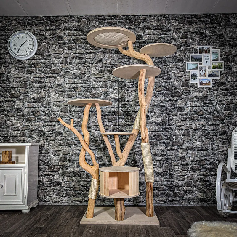 Naturkratzbaum 203 cm hoch Kratzbaum Natur Holz Design 2756 Katzenbaum