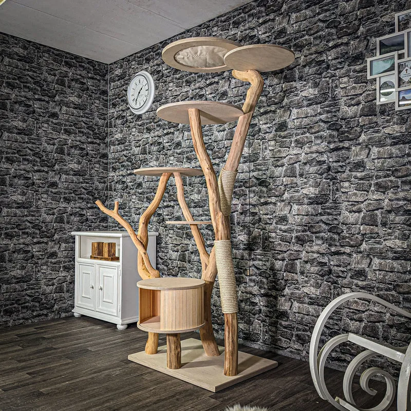 Naturkratzbaum 203 cm hoch Kratzbaum Natur Holz Design 2756 Katzenbaum