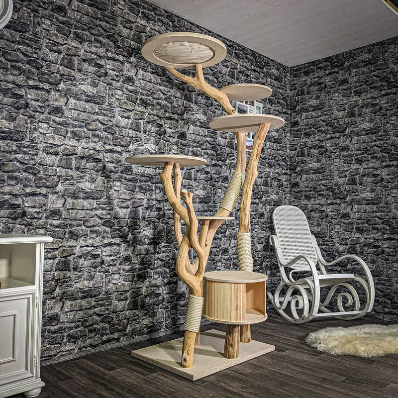 Naturkratzbaum 203 cm hoch Kratzbaum Natur Holz Design 2756 Katzenbaum
