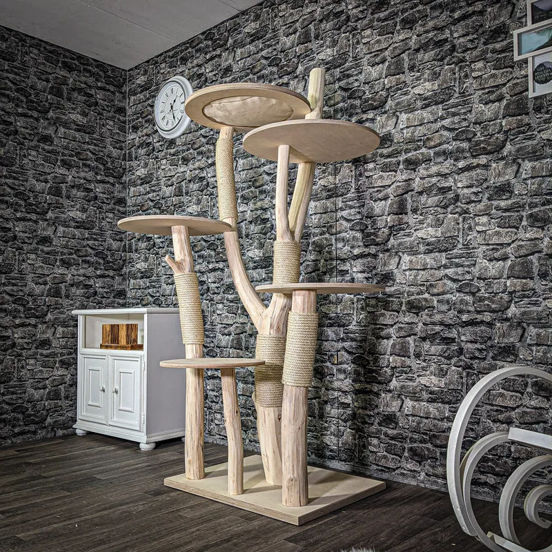 Naturkratzbaum 190 cm hoch Kratzbaum Natur Holz Design 2755 Katzenbaum