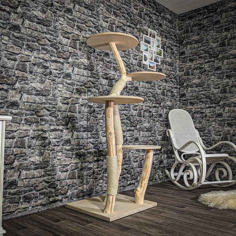 Naturkratzbaum 155 cm hoch Kratzbaum Natur Holz Design 2753 Katzenbaum