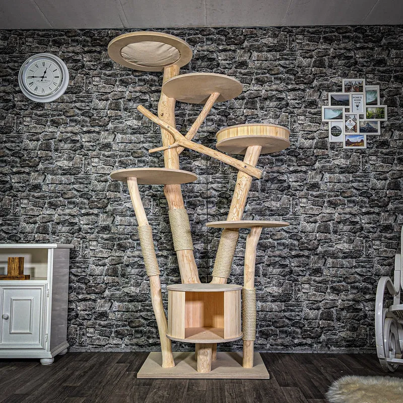 Naturkratzbaum 210 cm hoch Kratzbaum Natur Holz Design 2751 Katzenbaum