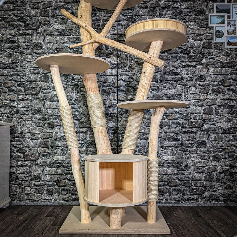 Naturkratzbaum 210 cm hoch Kratzbaum Natur Holz Design 2751 Katzenbaum