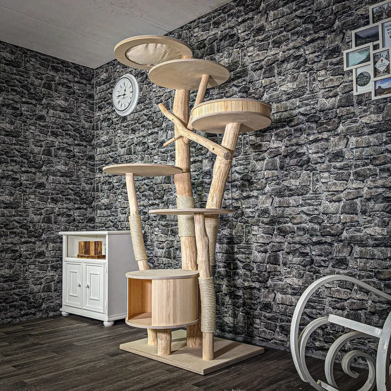 Naturkratzbaum 210 cm hoch Kratzbaum Natur Holz Design 2751 Katzenbaum