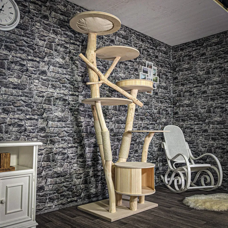 Naturkratzbaum 210 cm hoch Kratzbaum Natur Holz Design 2751 Katzenbaum