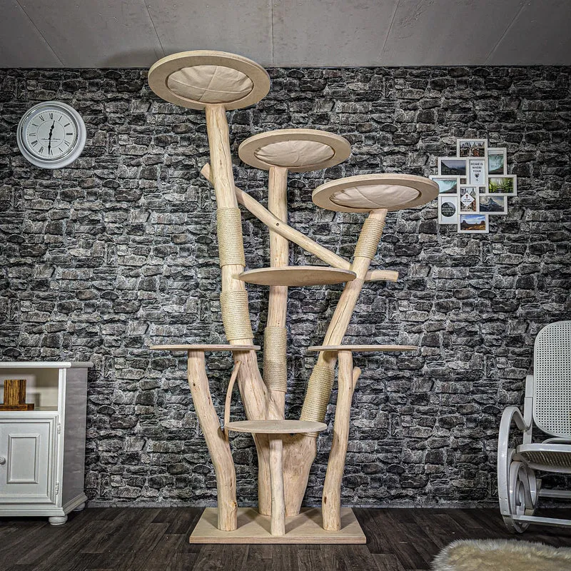 Naturkratzbaum 210 cm hoch Kratzbaum Natur Holz Design 2750 Katzenbaum