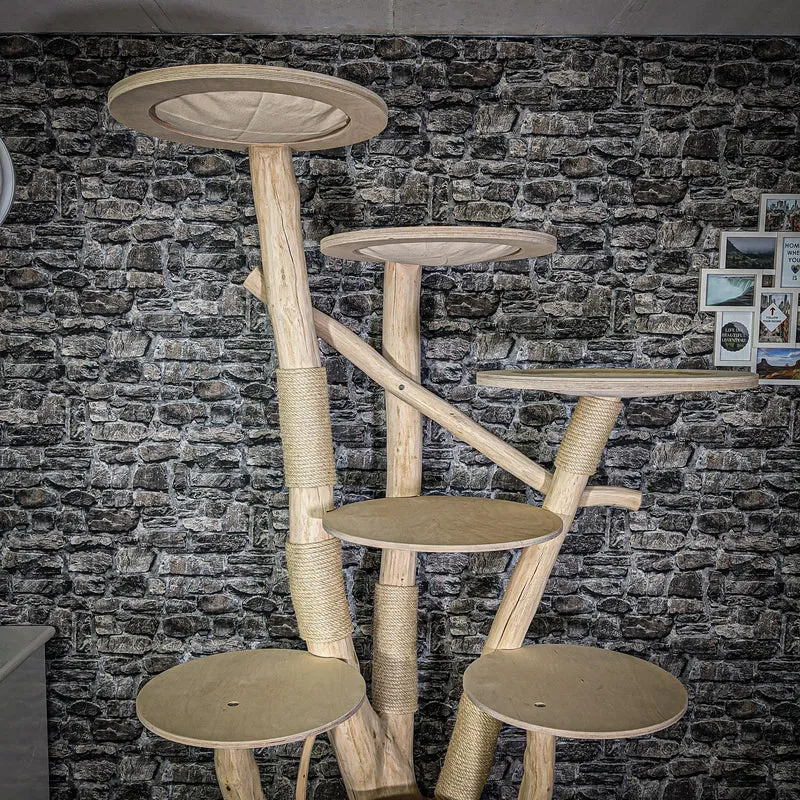 Naturkratzbaum 210 cm hoch Kratzbaum Natur Holz Design 2750 Katzenbaum