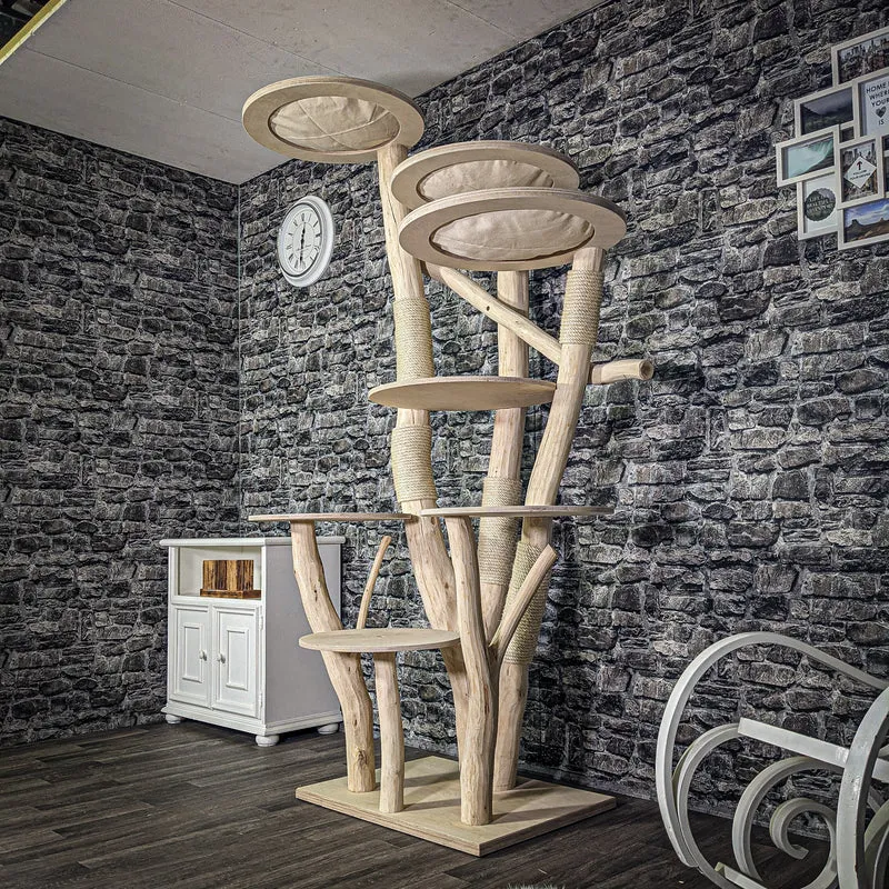 Naturkratzbaum 210 cm hoch Kratzbaum Natur Holz Design 2750 Katzenbaum
