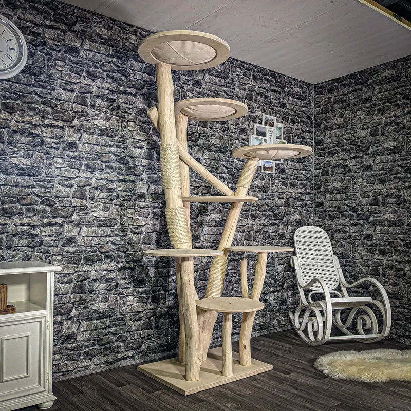 Naturkratzbaum 210 cm hoch Kratzbaum Natur Holz Design 2750 Katzenbaum