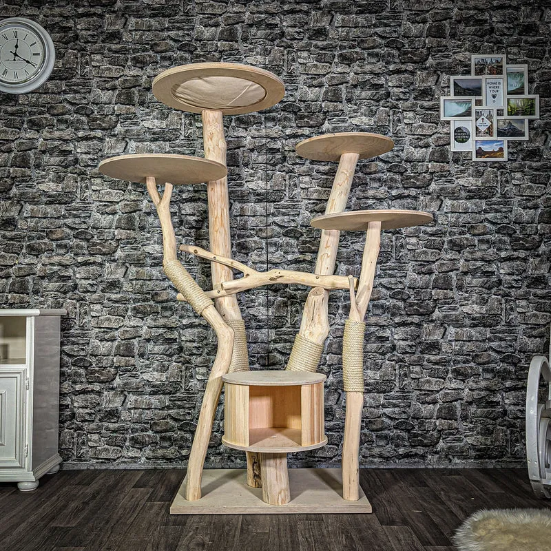 Naturkratzbaum 174 cm hoch Kratzbaum Natur Holz Design 2749 Katzenbaum
