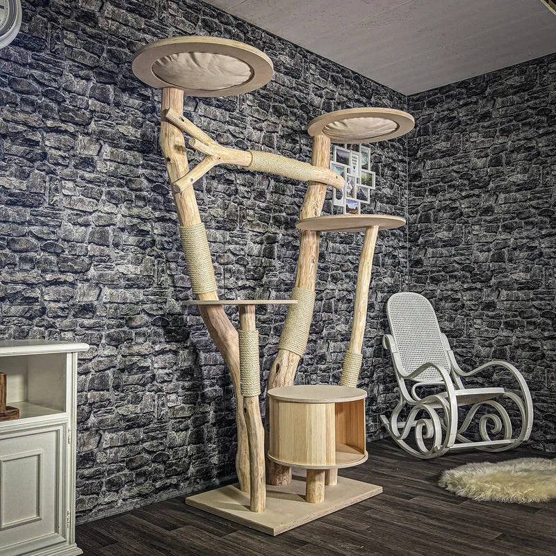 Naturkratzbaum 190 cm hoch Kratzbaum Natur Holz Design 2747 Katzenbaum