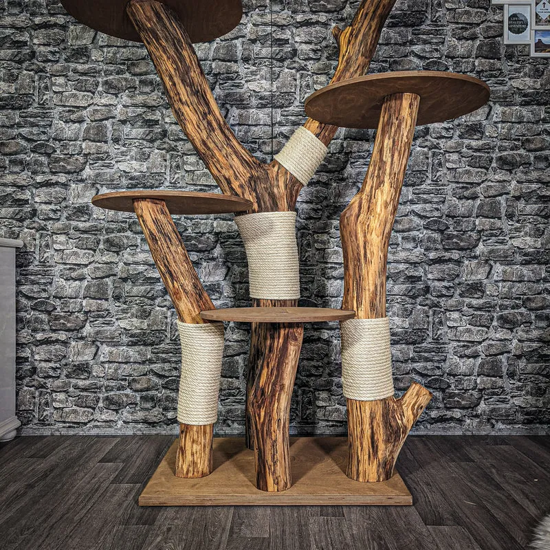 Naturkratzbaum 185 cm hoch Kratzbaum Natur Holz Design 2746 Katzenbaum