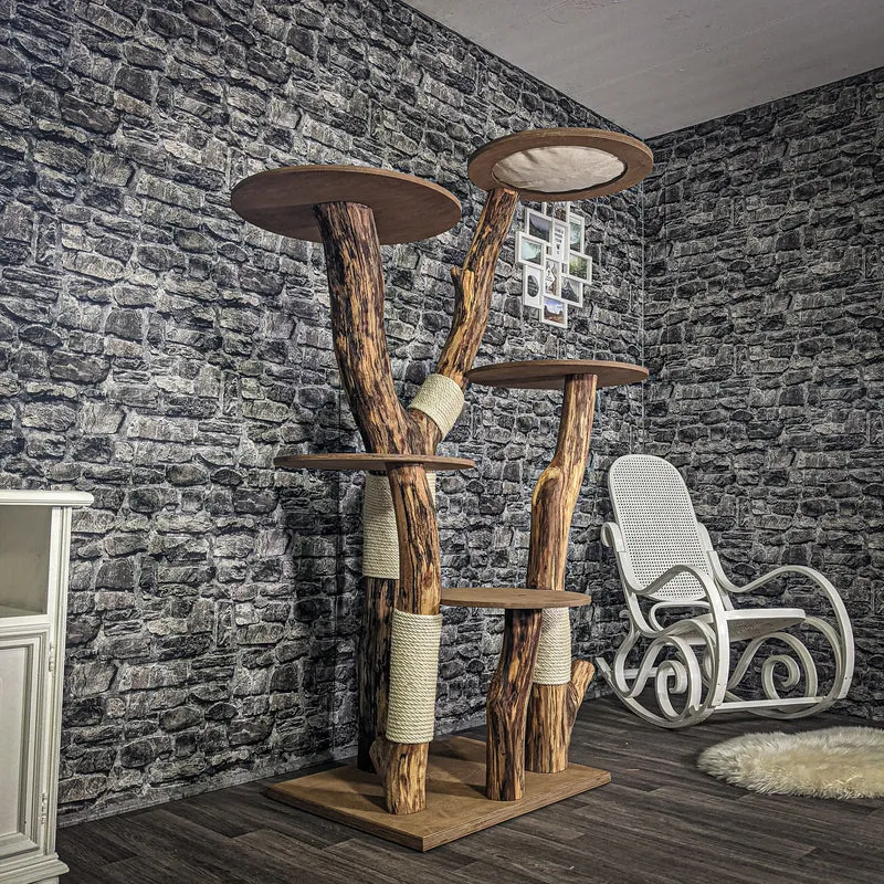 Naturkratzbaum 185 cm hoch Kratzbaum Natur Holz Design 2746 Katzenbaum