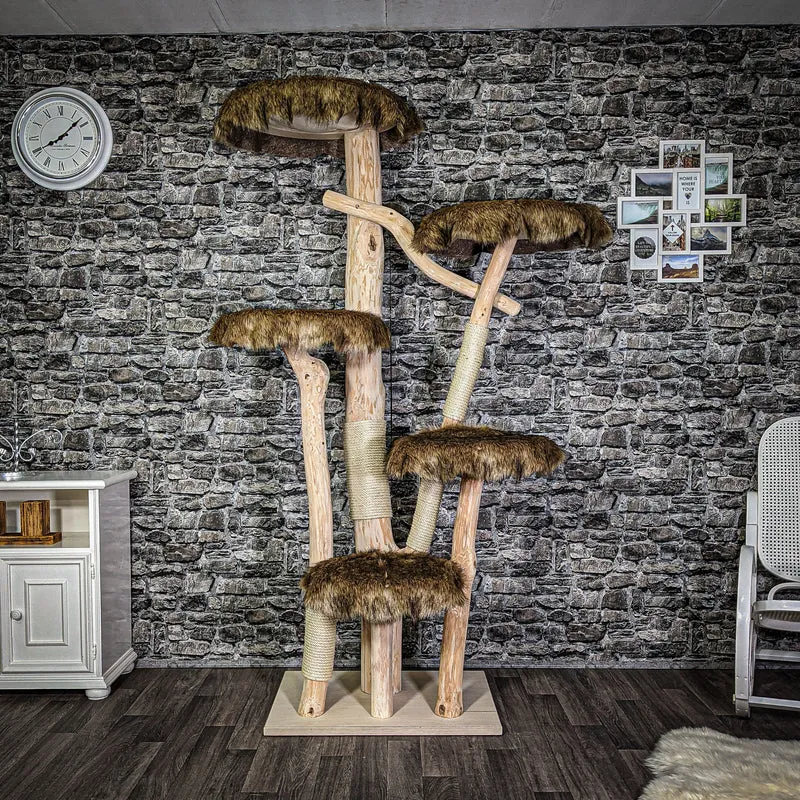 Naturkratzbaum 2719 Kratzbaum Natur Holz Design 206 cm hoch Katzenbaum