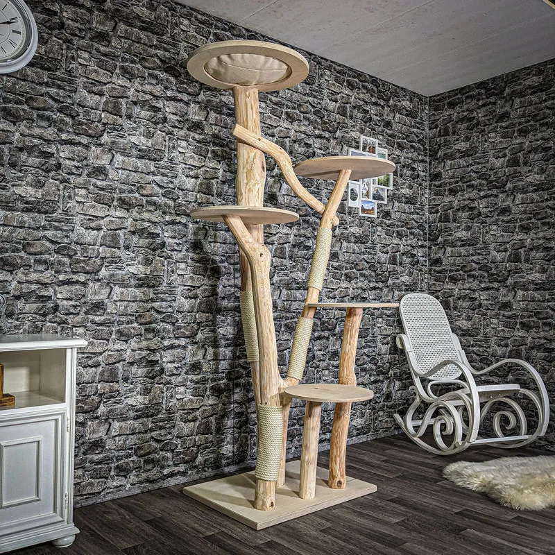 Naturkratzbaum 2719 Kratzbaum Natur Holz Design 206 cm hoch Katzenbaum