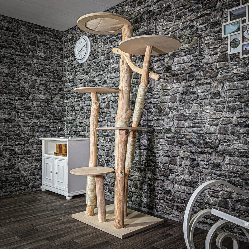 Naturkratzbaum 2719 Kratzbaum Natur Holz Design 206 cm hoch Katzenbaum