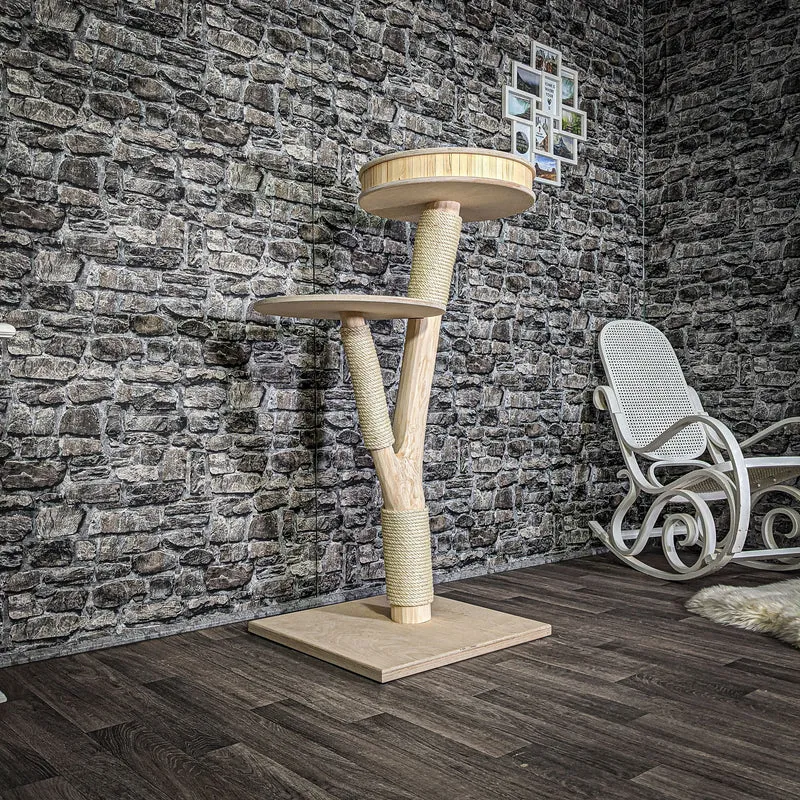 Naturkratzbaum 129 cm hoch Kratzbaum Natur Holz Design 2721 Katzenbaum