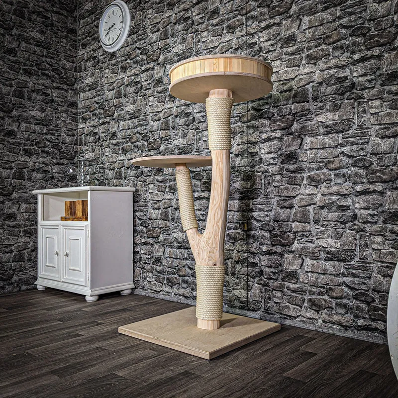 Naturkratzbaum 129 cm hoch Kratzbaum Natur Holz Design 2721 Katzenbaum