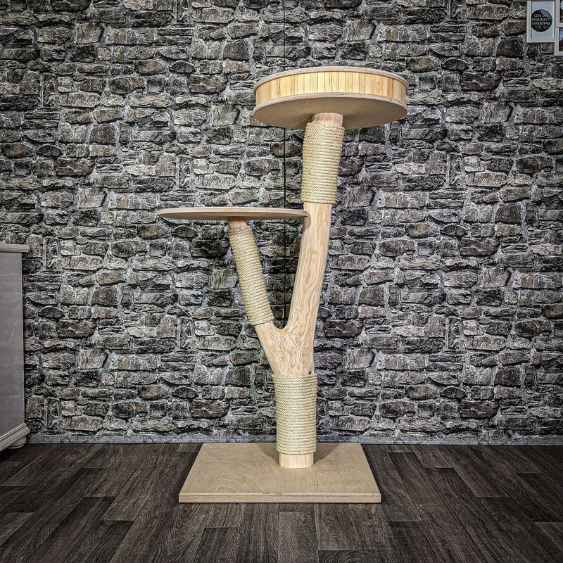Naturkratzbaum 129 cm hoch Kratzbaum Natur Holz Design 2721 Katzenbaum