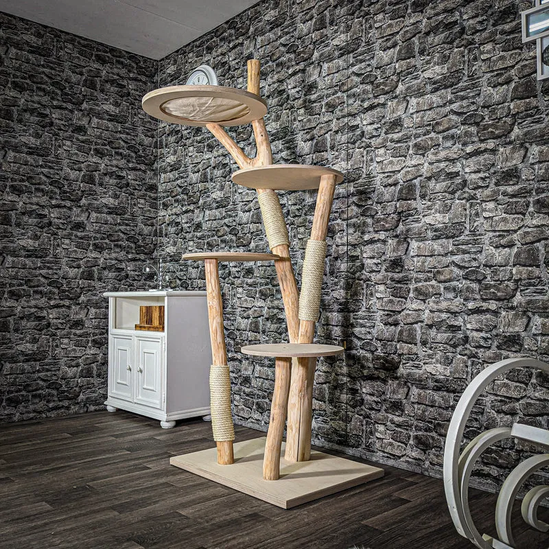 Naturkratzbaum 195 cm hoch Kratzbaum Natur Holz Design 2723 Katzenbaum