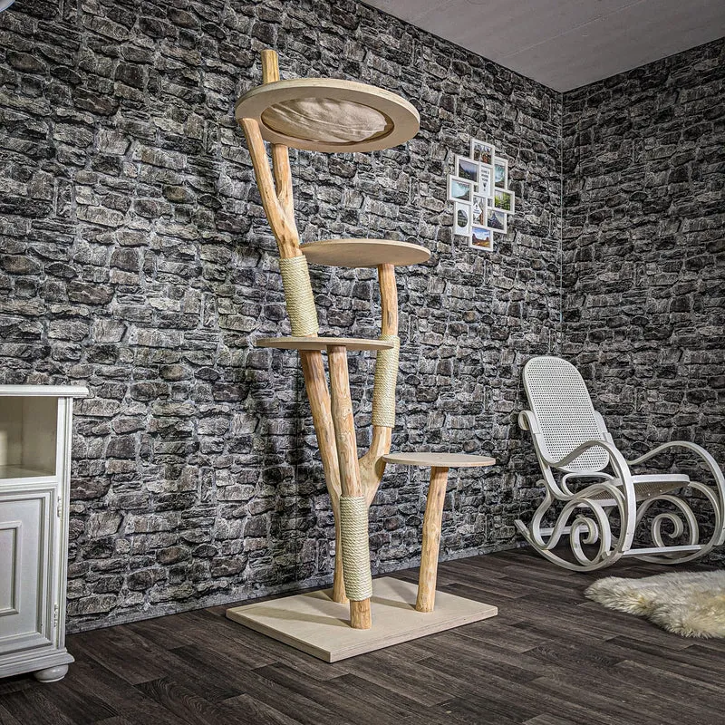 Naturkratzbaum 195 cm hoch Kratzbaum Natur Holz Design 2723 Katzenbaum