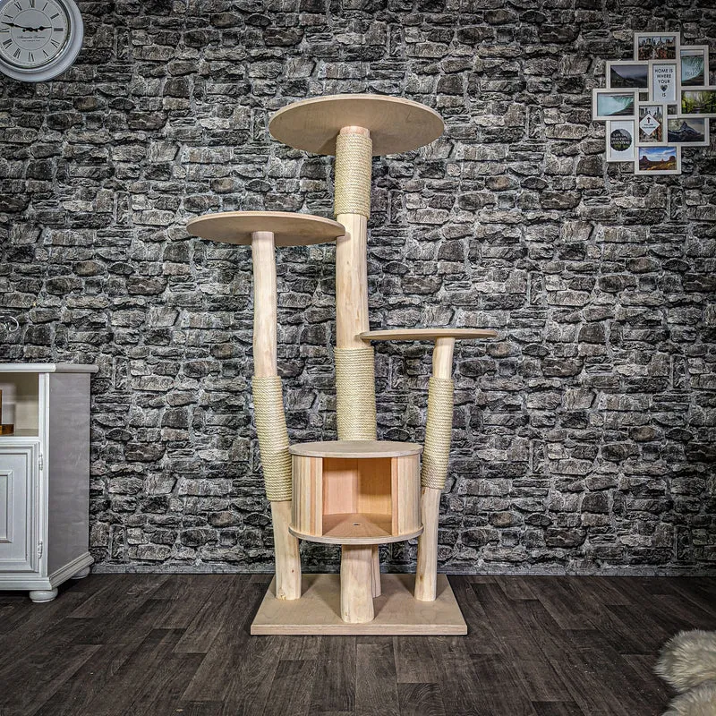 Naturkratzbaum 157 cm hoch Kratzbaum Natur Holz Design 2742 Katzenbaum