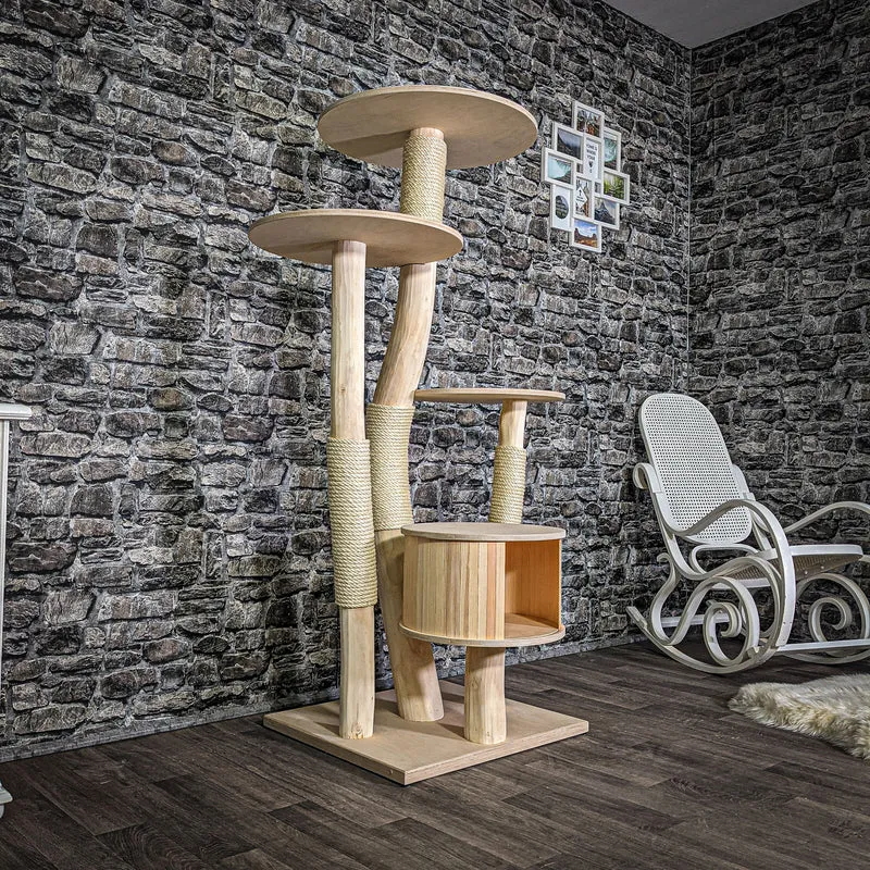 Naturkratzbaum 157 cm hoch Kratzbaum Natur Holz Design 2742 Katzenbaum