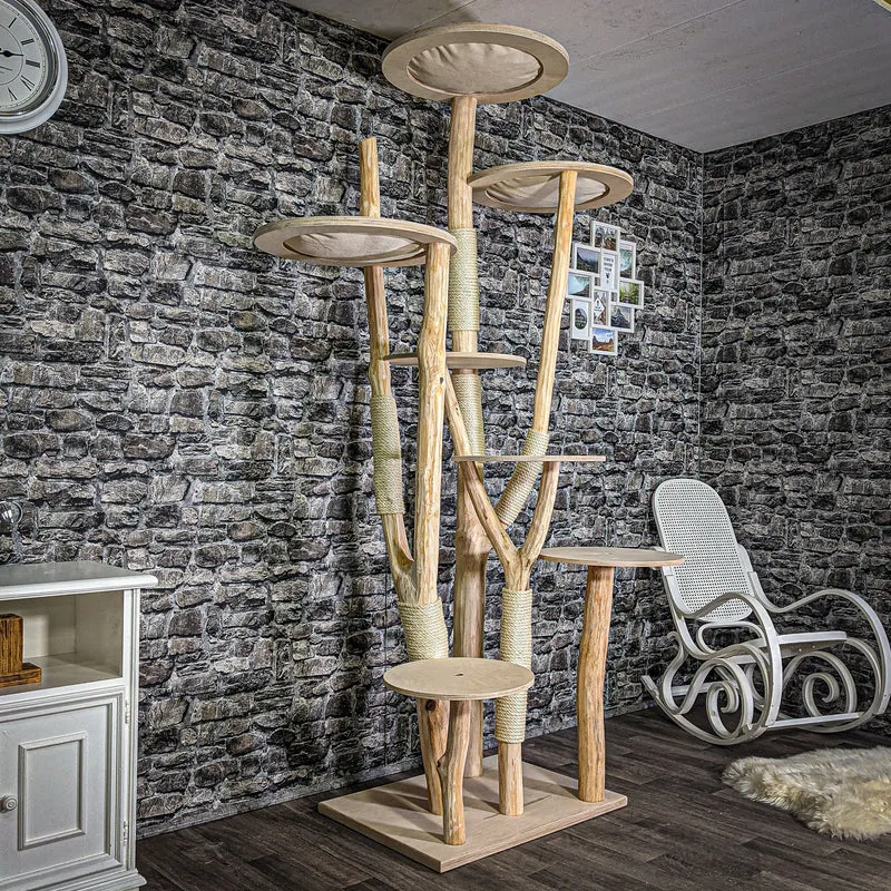 Naturkratzbaum 230 cm hoch Kratzbaum Natur Holz Design 2741 Katzenbaum