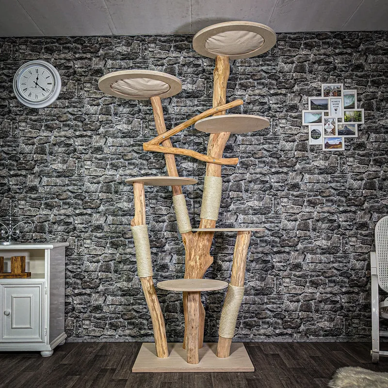 Naturkratzbaum 220 cm hoch Kratzbaum Natur Holz Design 2737 Katzenbaum