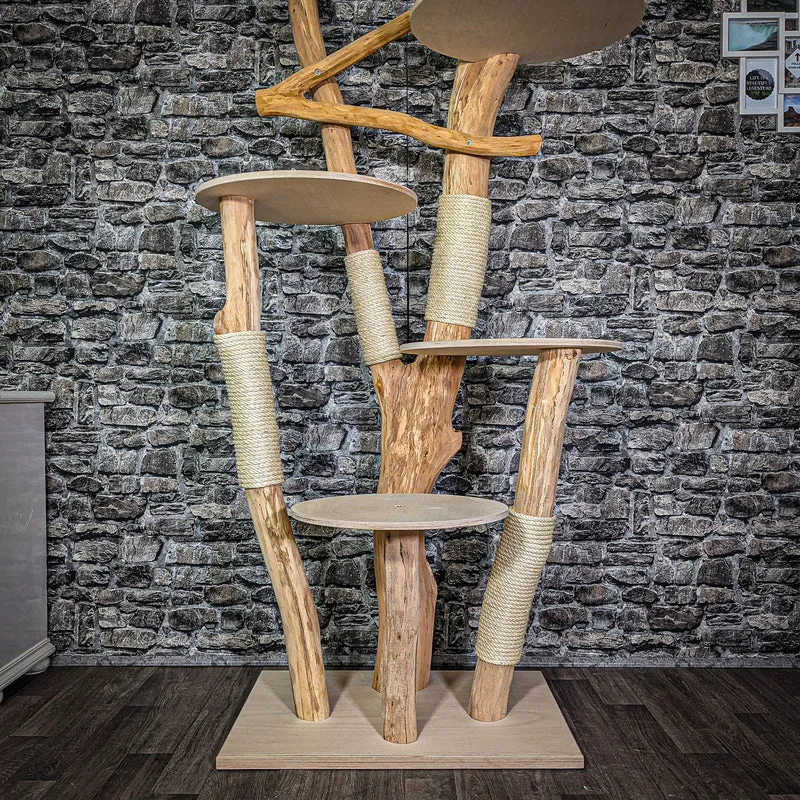 Naturkratzbaum 220 cm hoch Kratzbaum Natur Holz Design 2737 Katzenbaum