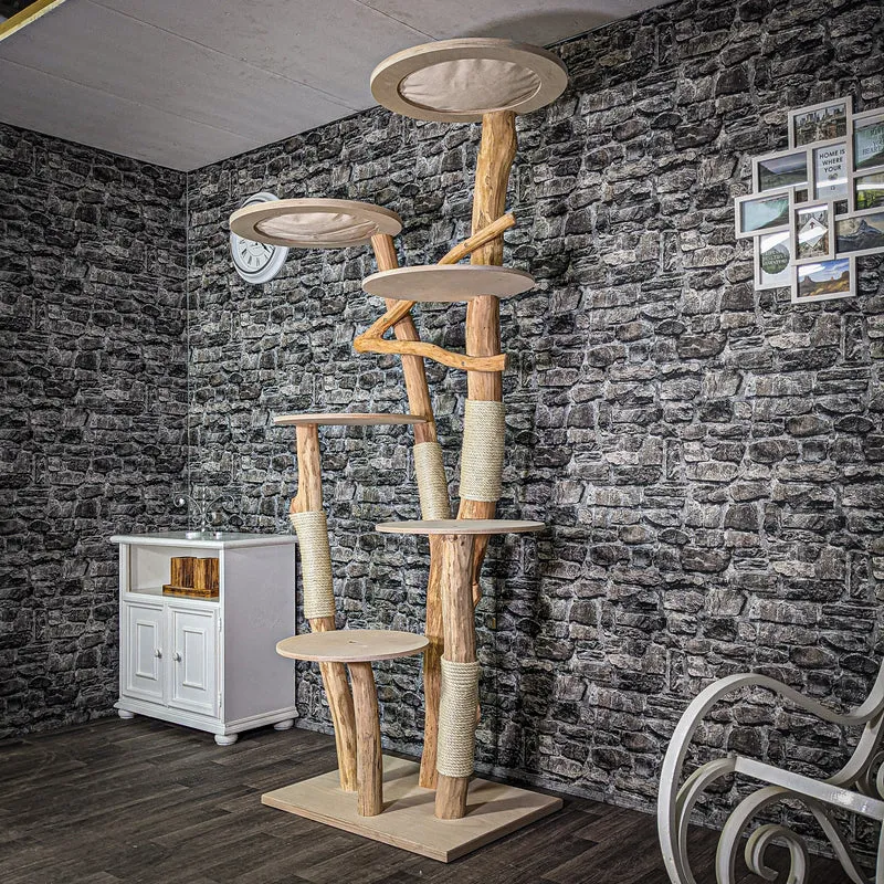 Naturkratzbaum 220 cm hoch Kratzbaum Natur Holz Design 2737 Katzenbaum