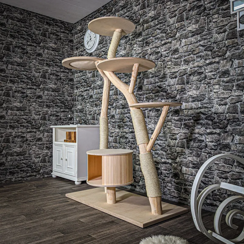 Naturkratzbaum 183 cm hoch Kratzbaum Natur Holz Design 2733 Katzenbaum
