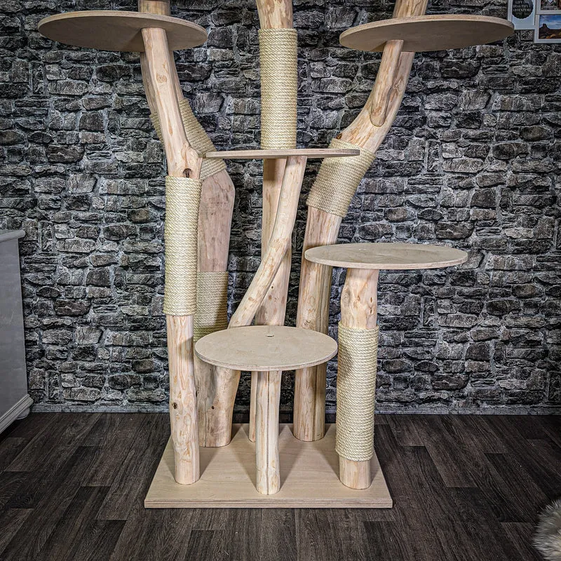 Naturkratzbaum 203 cm hoch Kratzbaum Natur Holz Design 2731 Katzenbaum