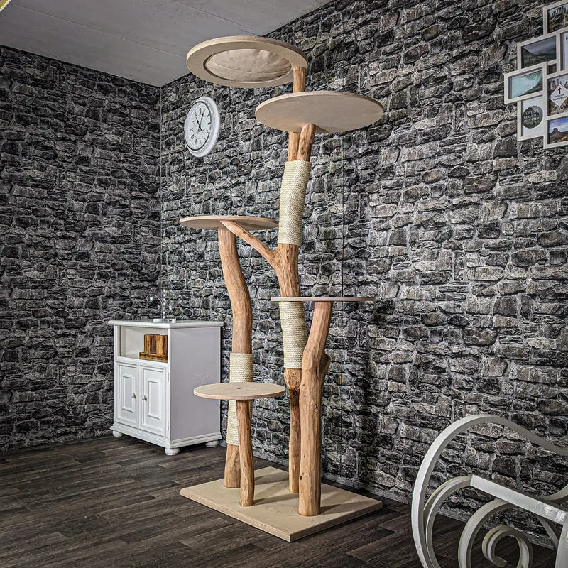Naturkratzbaum 207 cm hoch Kratzbaum Natur Holz Design 2730 Katzenbaum