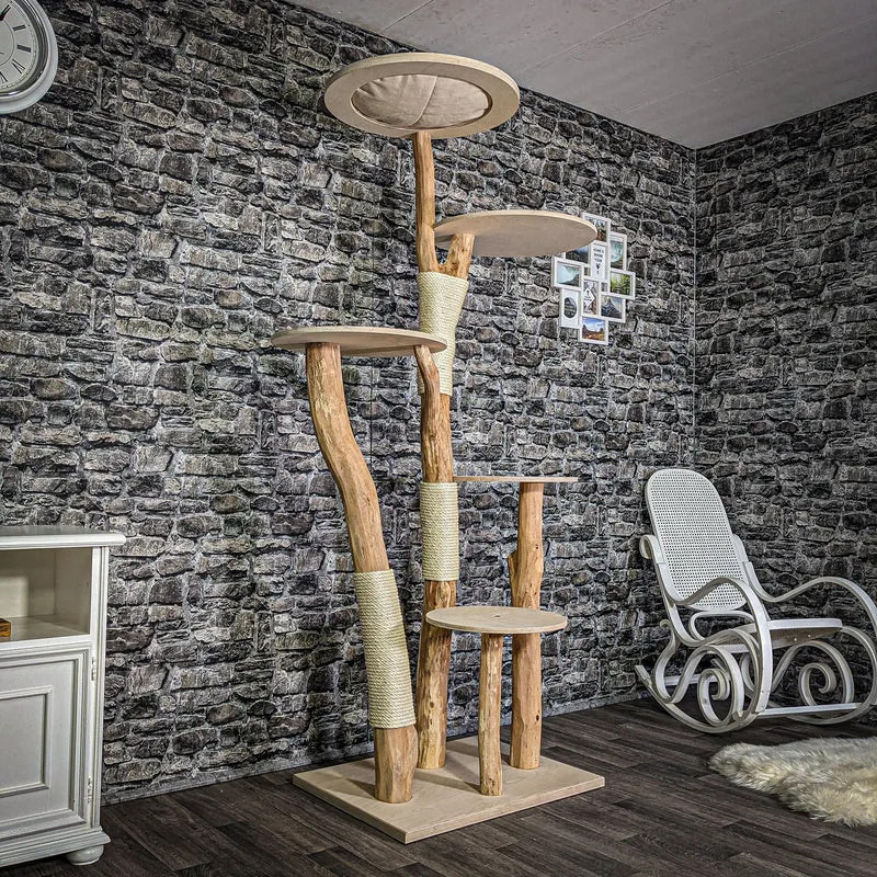 Naturkratzbaum 207 cm hoch Kratzbaum Natur Holz Design 2730 Katzenbaum
