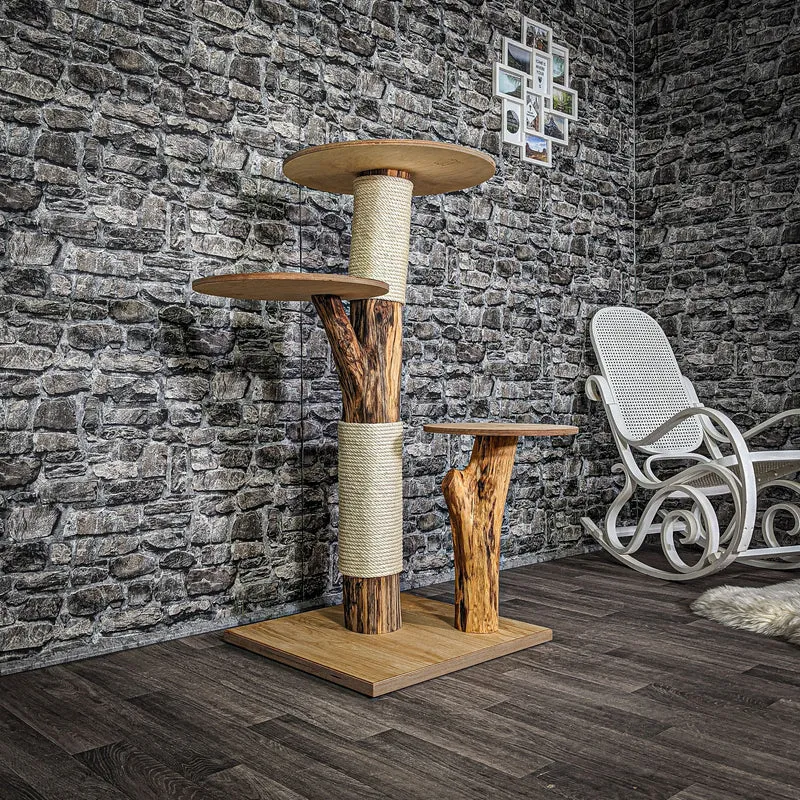Naturkratzbaum 122 cm hoch Kratzbaum Natur Holz Design 2726 Katzenbaum