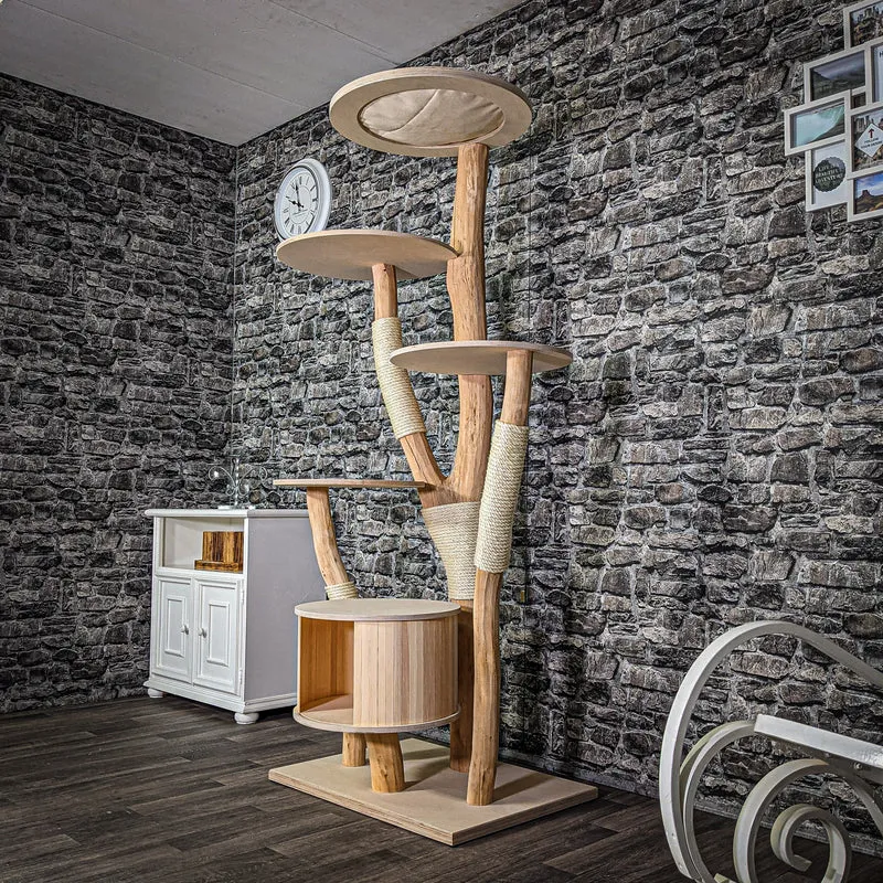 Naturkratzbaum 193 cm hoch Kratzbaum Natur Holz Design 2725 Katzenbaum